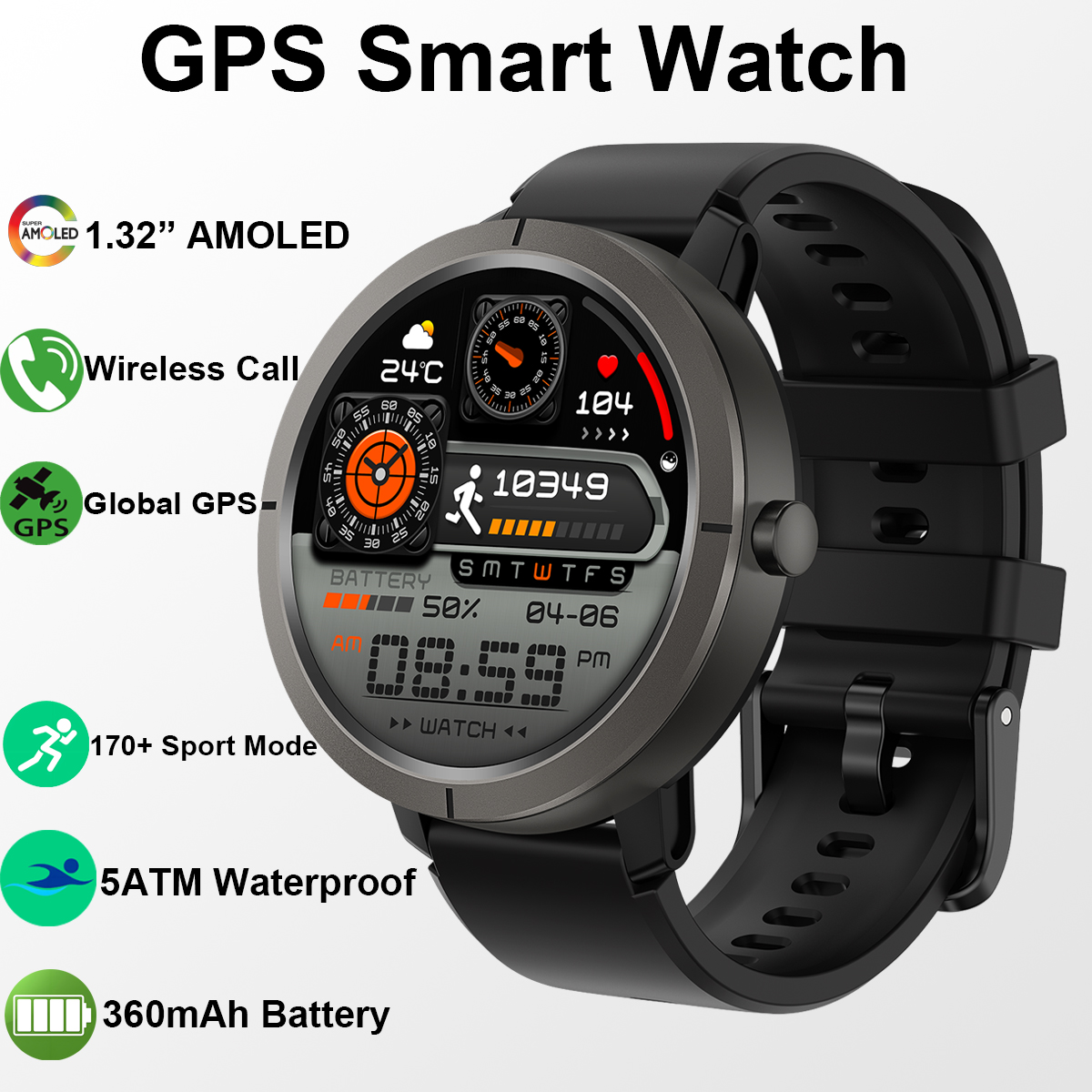 Electronics Gadgets Wholesale - GPS Smart Watch 1.32” HD AMOLED