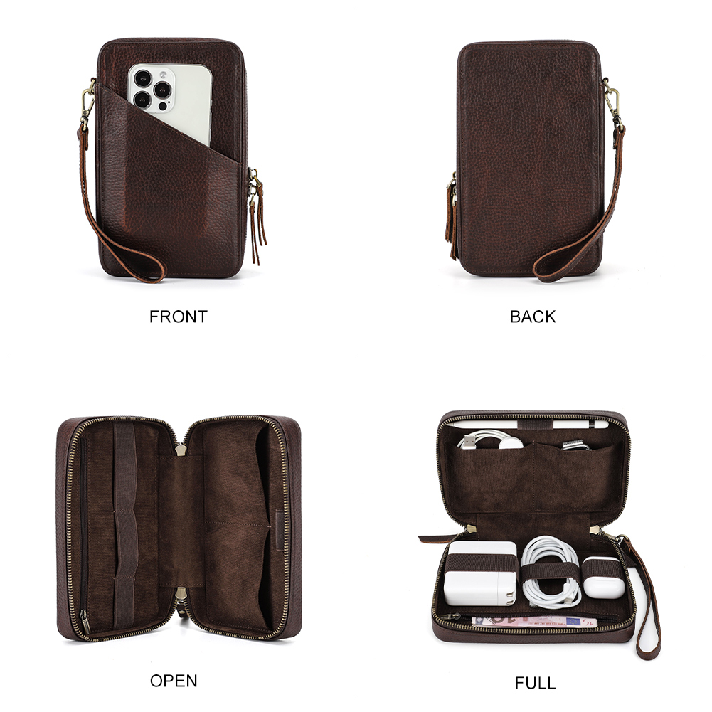 Genuine Leather Portable USB D - Electronics Gadgets Bag のレビューと価格