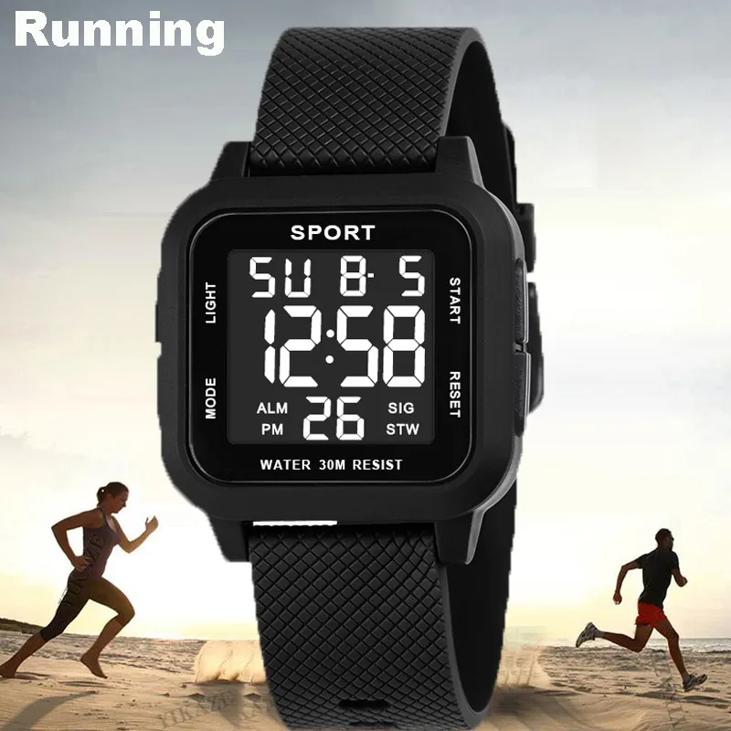 Black Sports Watch Men's Digit - Digital Alarm Clock のレビューと価格